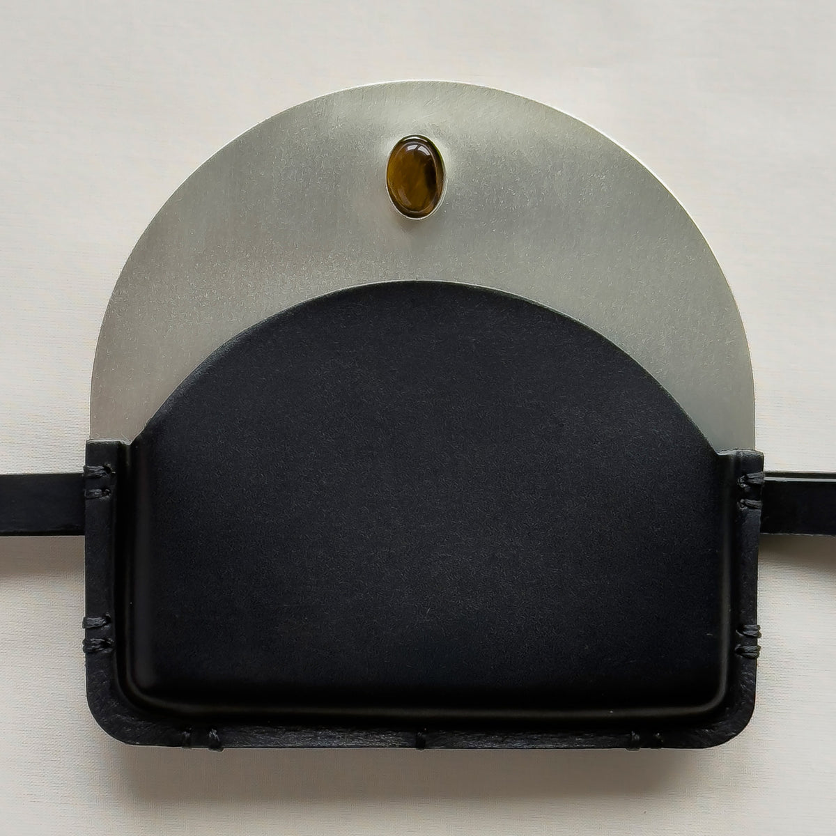 Silver-Plated Brass Pouch with Tiger's Eye Stone