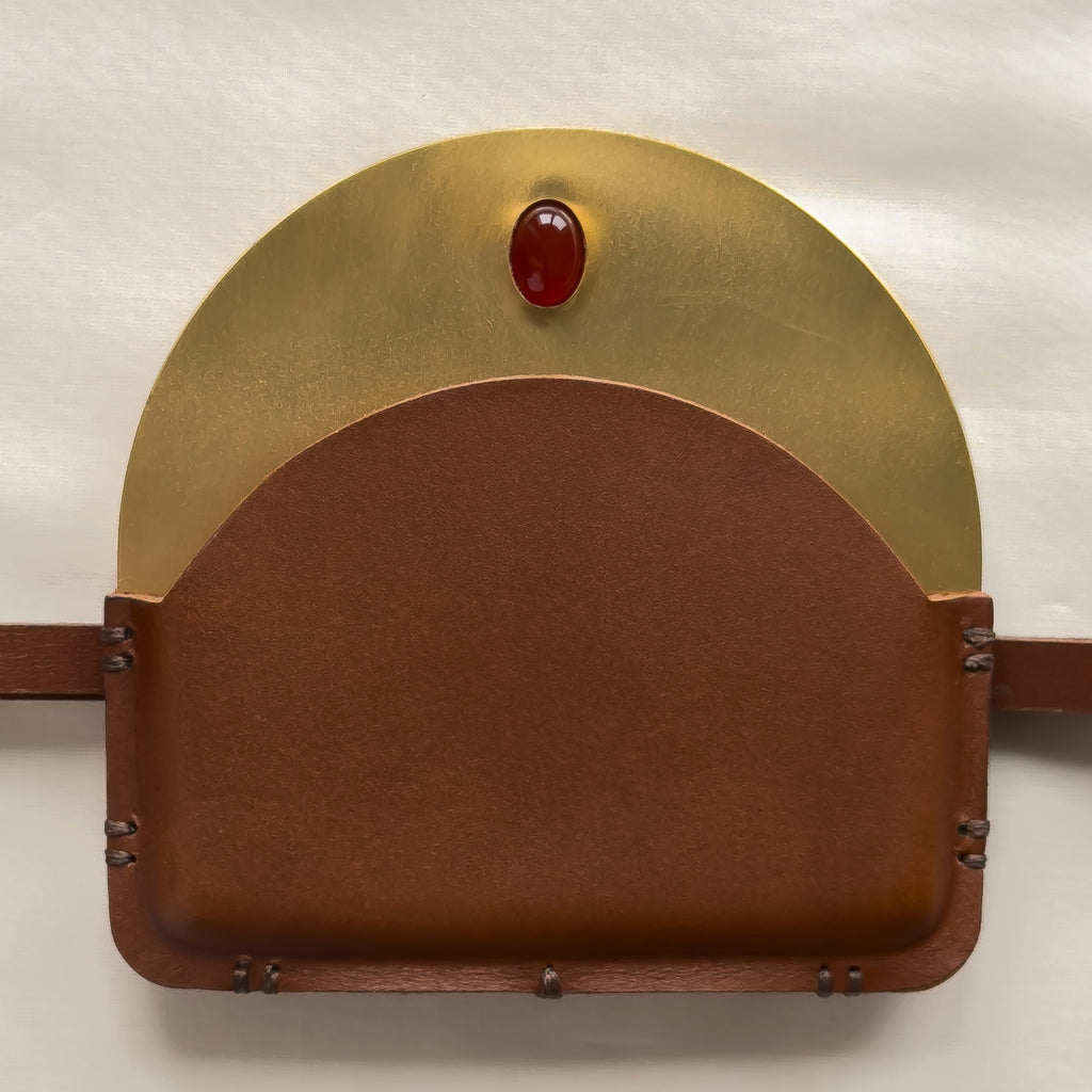 Brass Pouch with Carnelian Stone