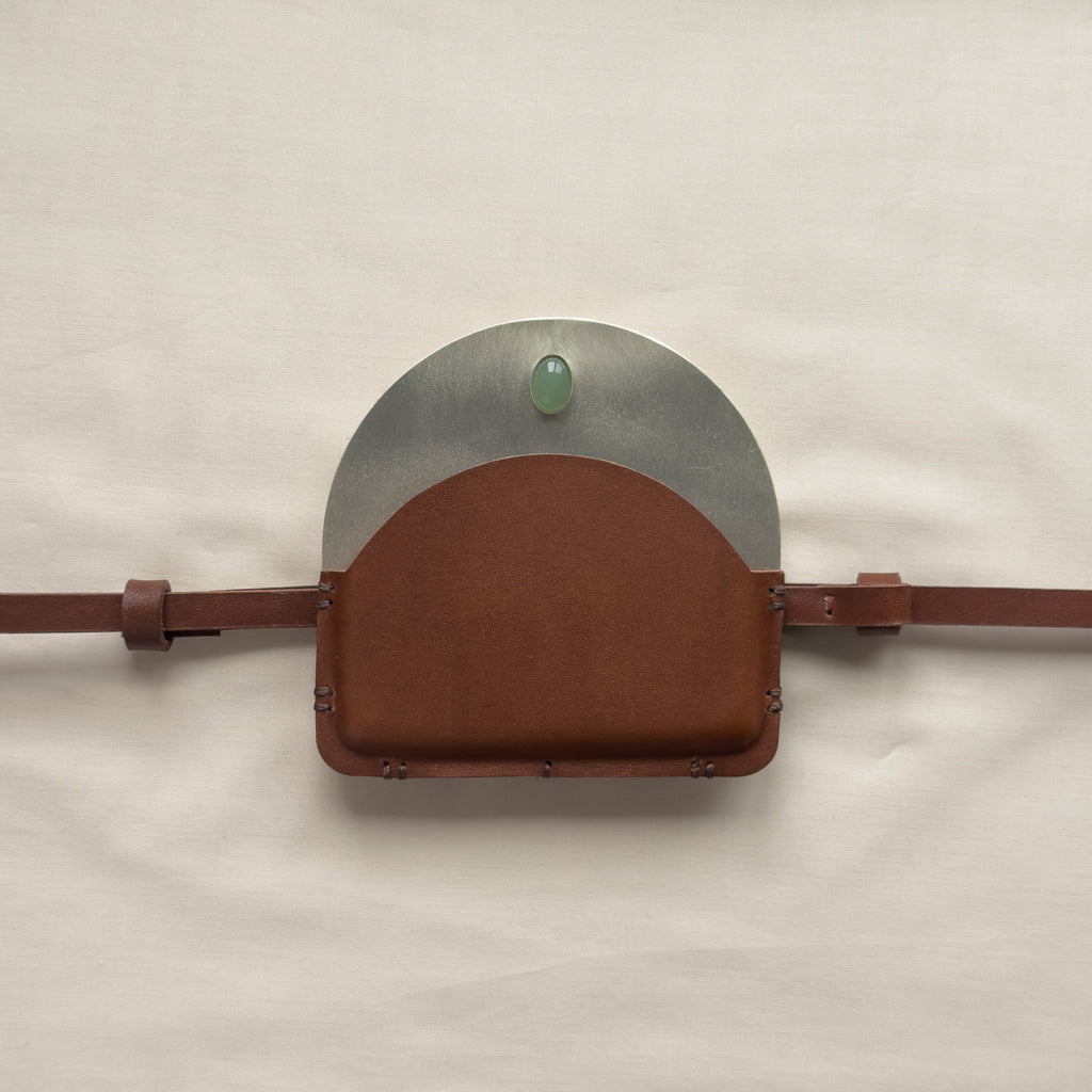 Silver-Plated Brass Pouch with Aventurine Stone