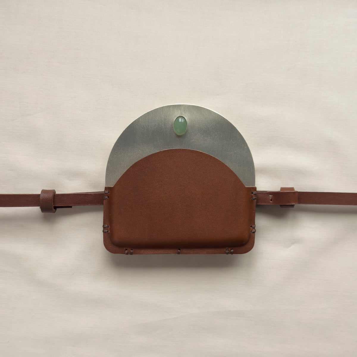 Silver-Plated Brass Pouch with Aventurine Stone