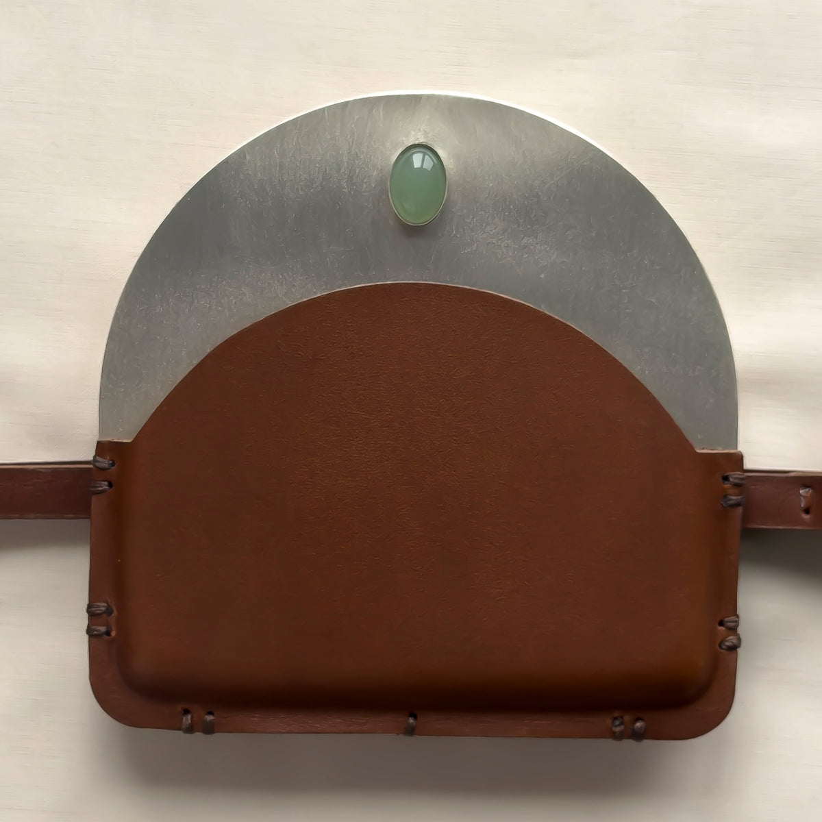 Silver-Plated Brass Pouch with Aventurine Stone