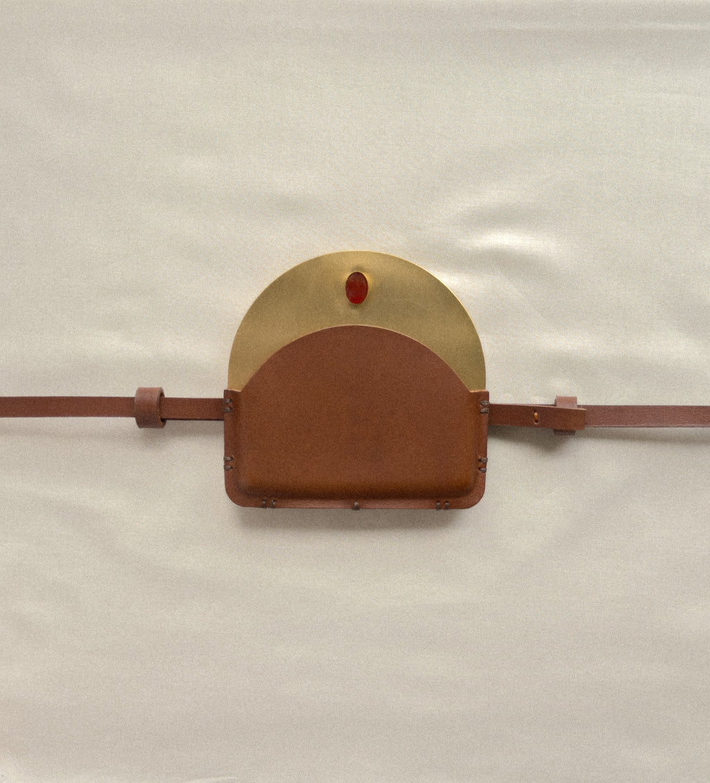 Brass Pouch with Carnelian Stone
