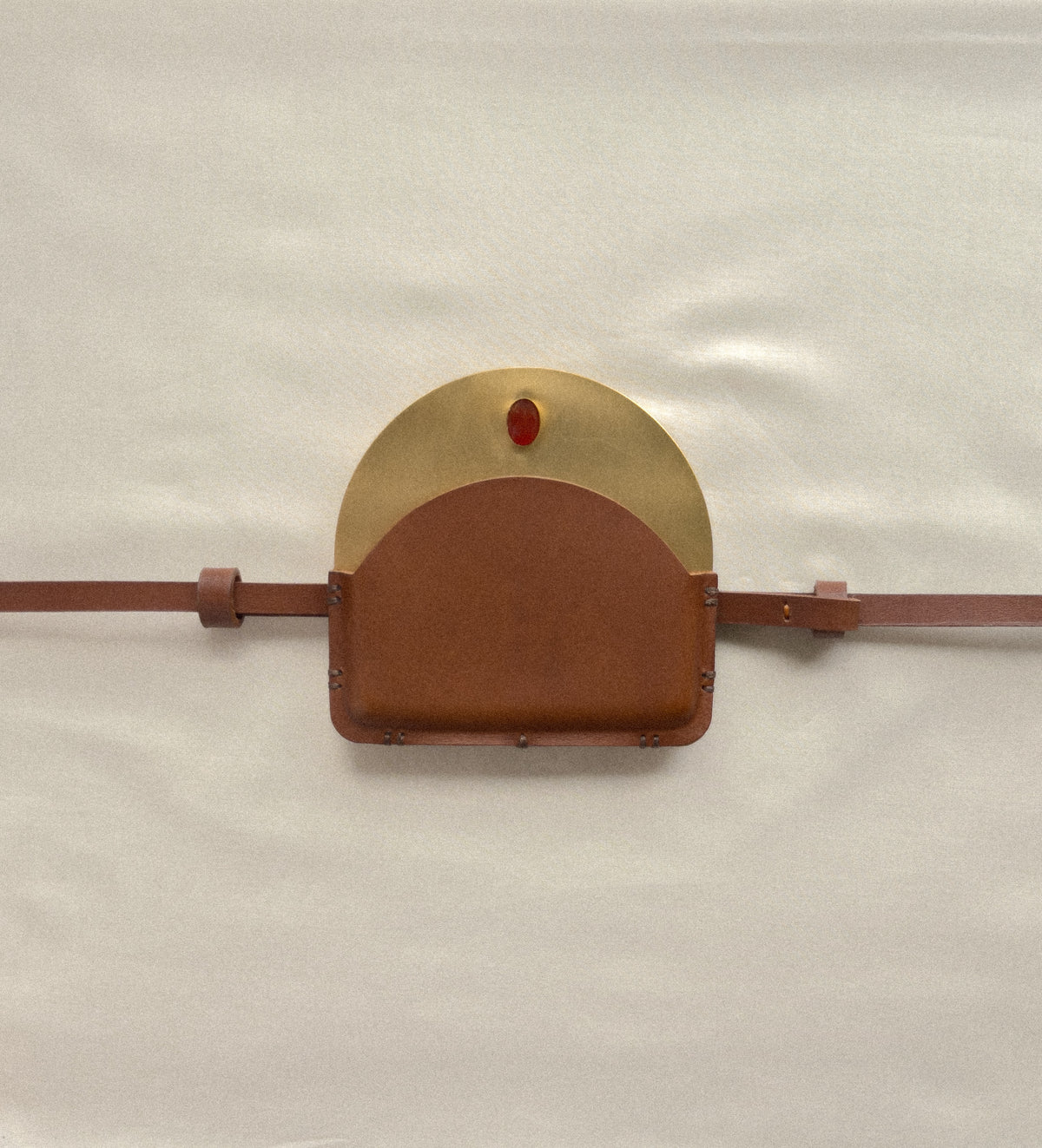 Brass Pouch with Carnelian Stone