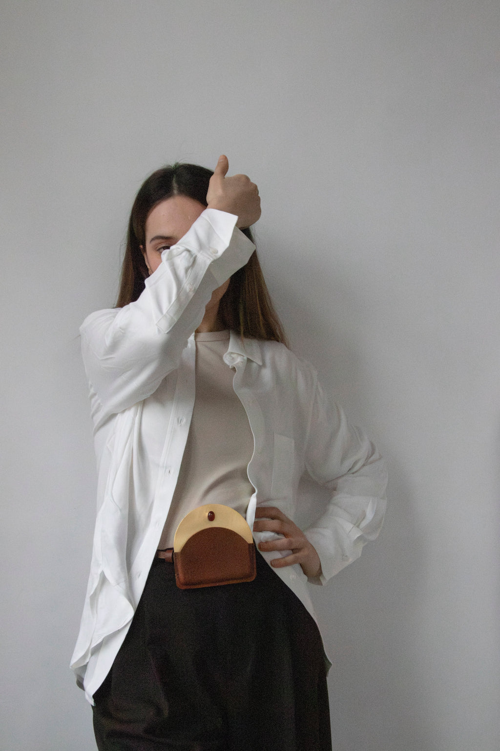 Brass Pouch with Carnelian Stone