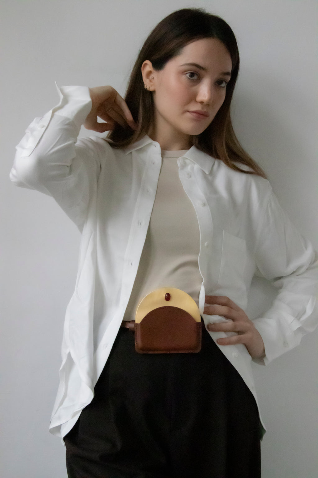 Brass Pouch with Carnelian Stone
