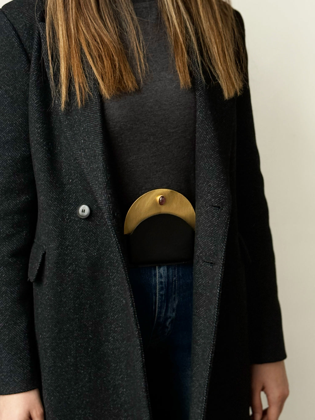 Brass Pouch with Amethyst Stone