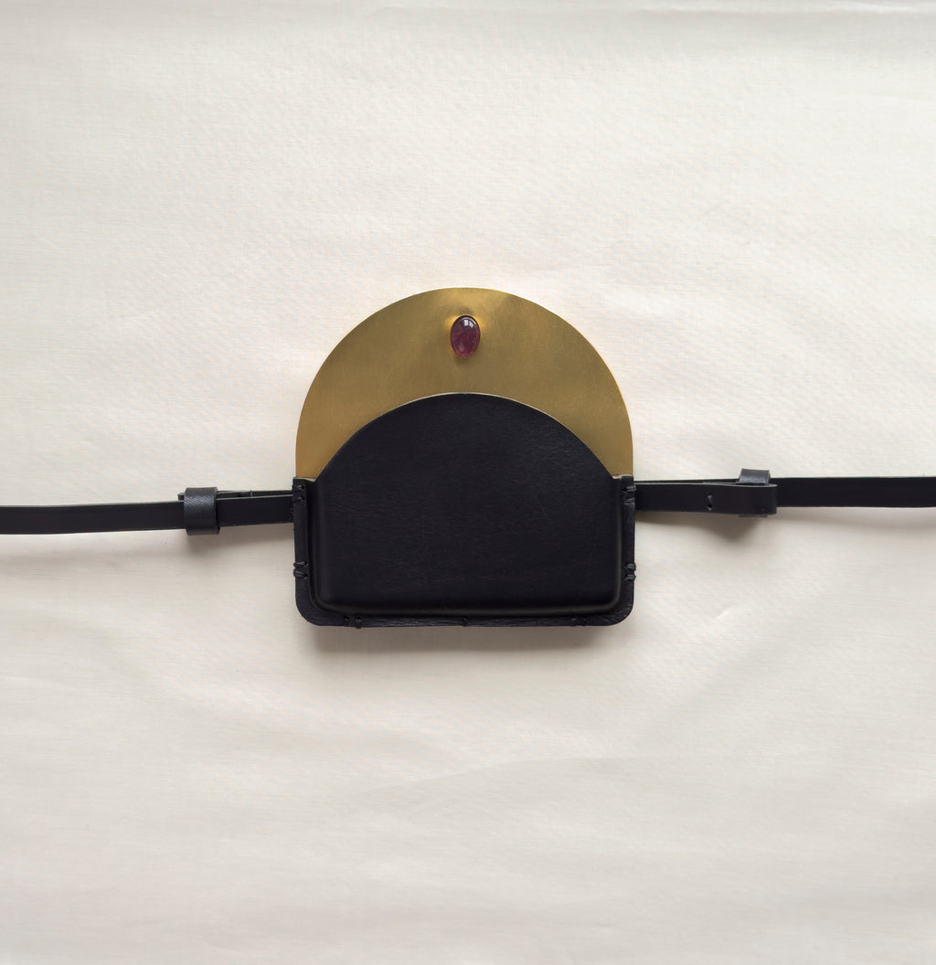 Brass Pouch with Amethyst Stone