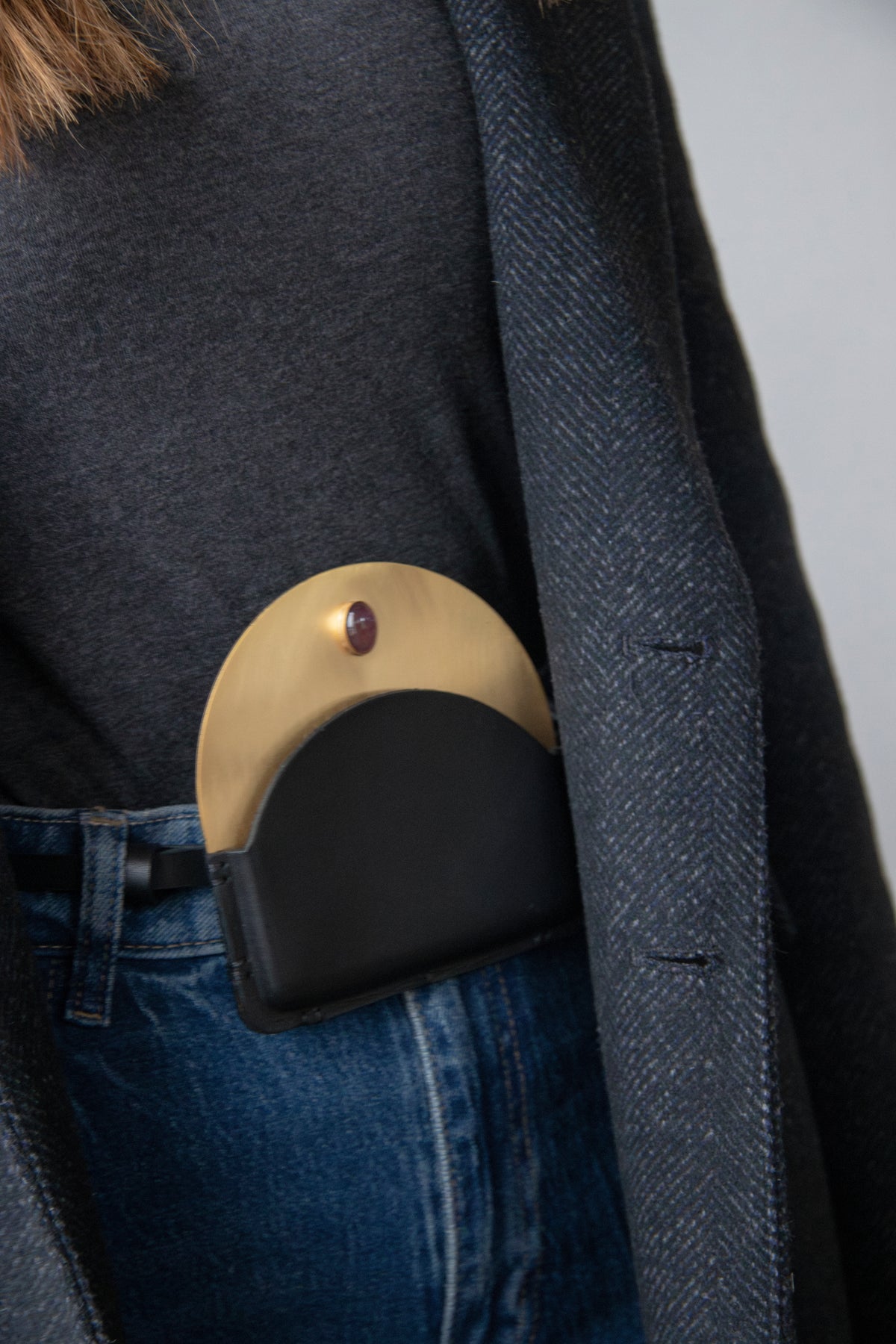 Brass Pouch with Amethyst Stone