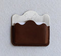 Silver-plated brass card holder brown leather