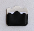 Silver-plated brass Card Holder with Black leather