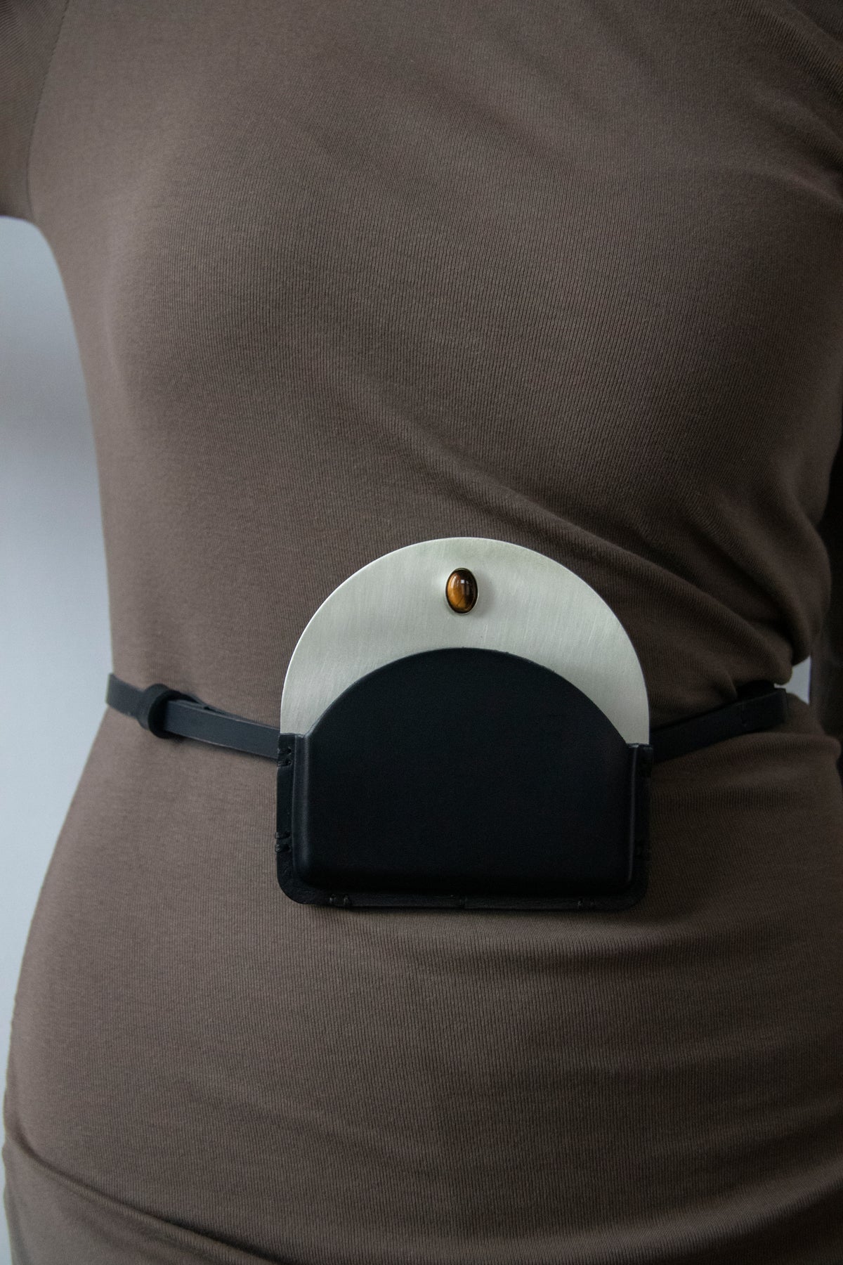 Silver-Plated Brass Pouch with Tiger's Eye Stone