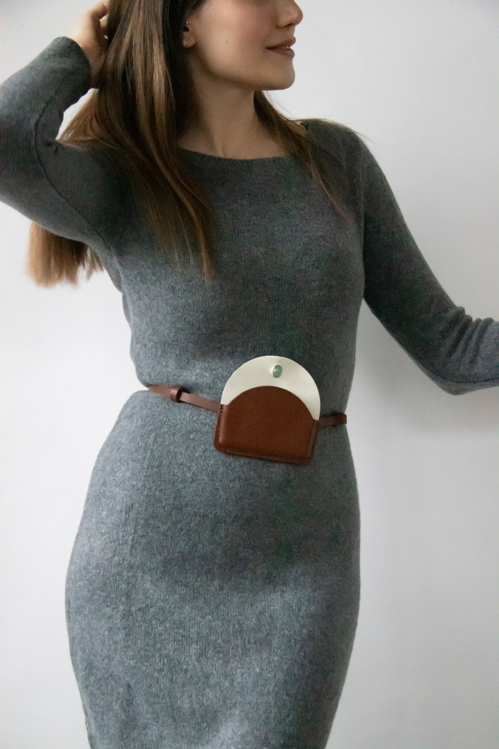 Silver-Plated Brass Pouch with Aventurine Stone