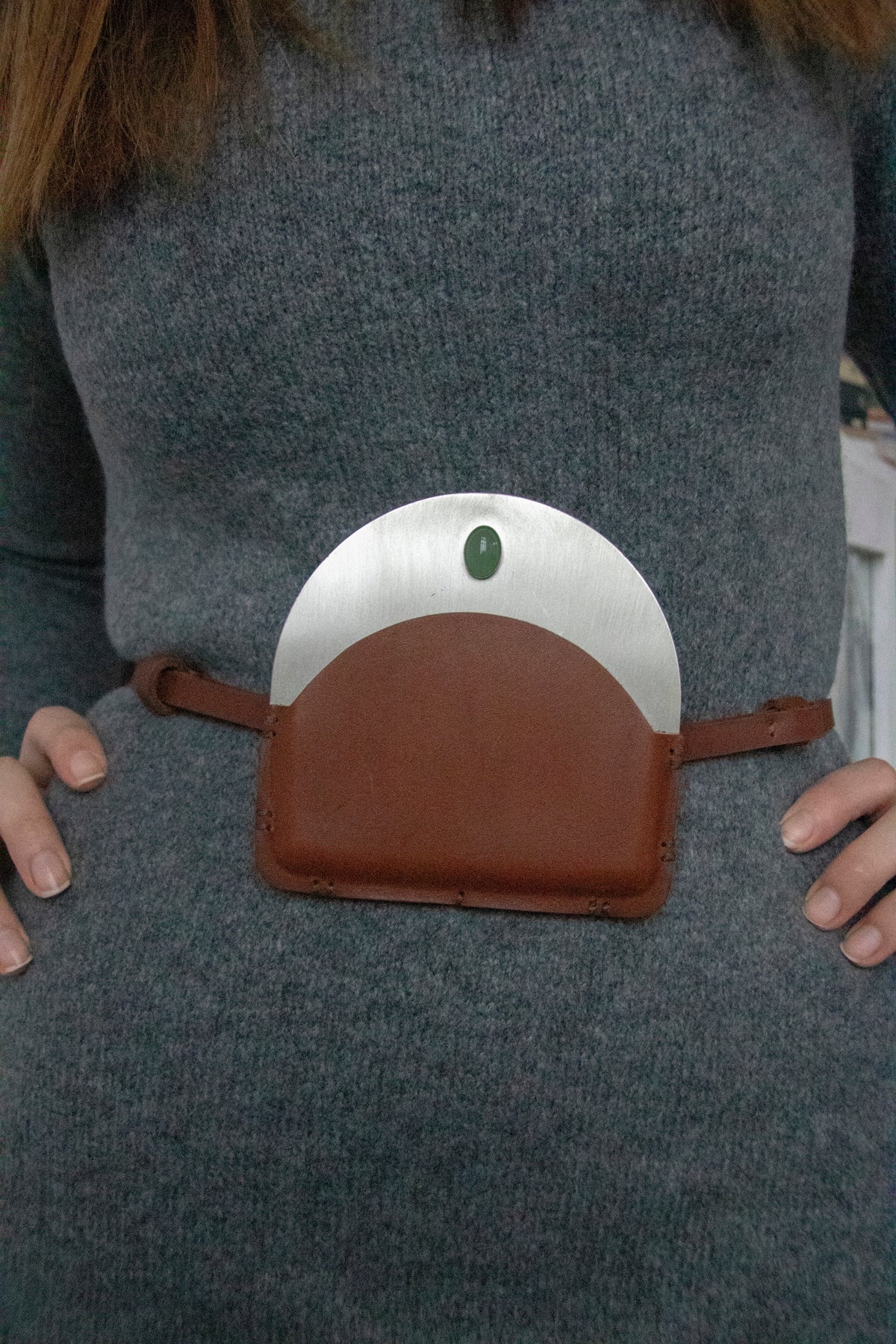 Silver-Plated Brass Pouch with Aventurine Stone