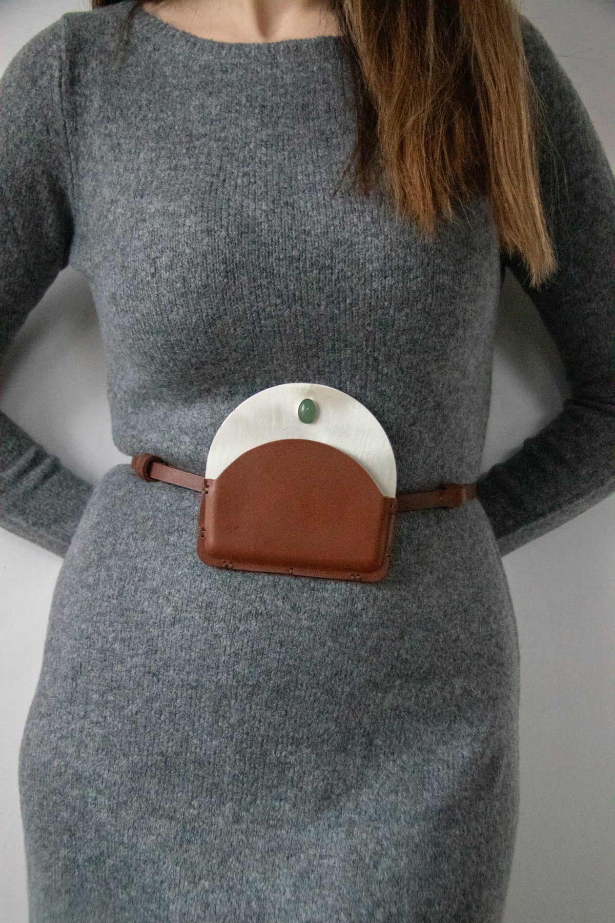 Silver-Plated Brass Pouch with Aventurine Stone